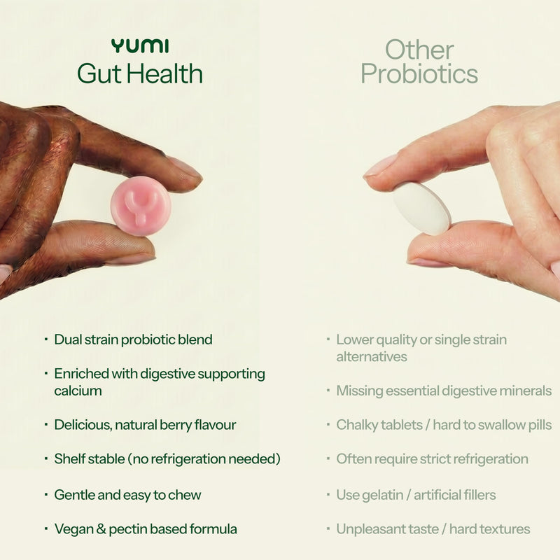 Gut Health Probiotic Gummies for Digestive Comfort & Gut Balance with Lactobacillus & Calcium, Supports Healthy Digestion, Strawberry Flavour, 60 Vegan Gummies