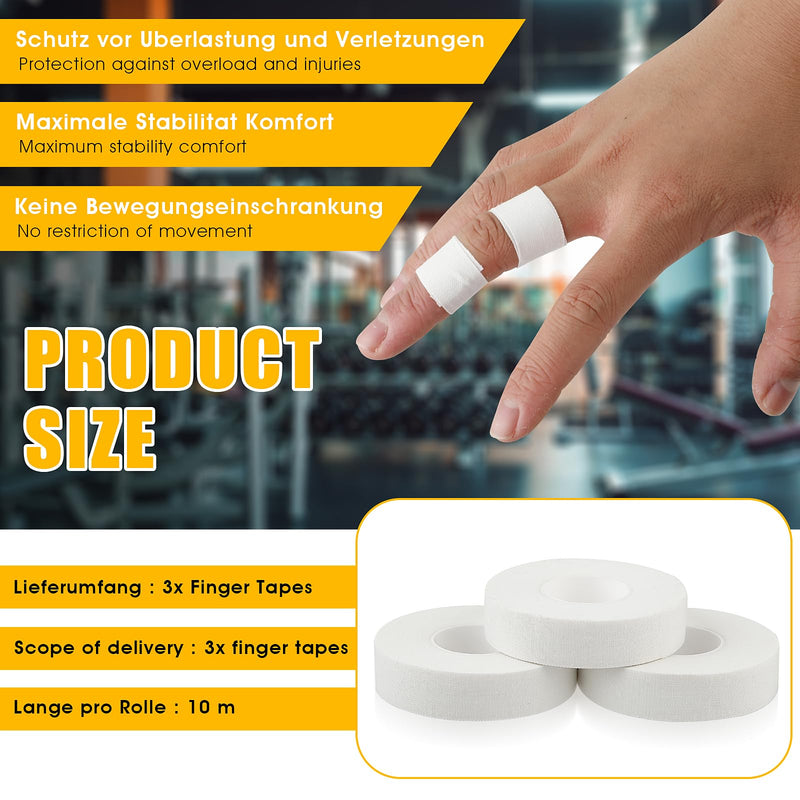 [Australia] - 3 Rolls Finger Tape White Extra Strong 0.6-Inch x 32-feet Athletic Tape for Fingers Feet Sweat Volleyball Finger Tape for Outdoor Sports Climbing Football 3 