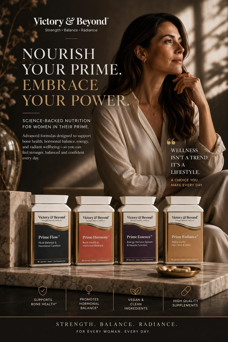 Victory & Beyond Prime Radiance – Hair Skin & Nails Supplement for Women – Vegan Collagen Formation Complex with Biotin, Hyaluronic Acid, Zinc & Vitamin C – 90 Capsules Made in the UK