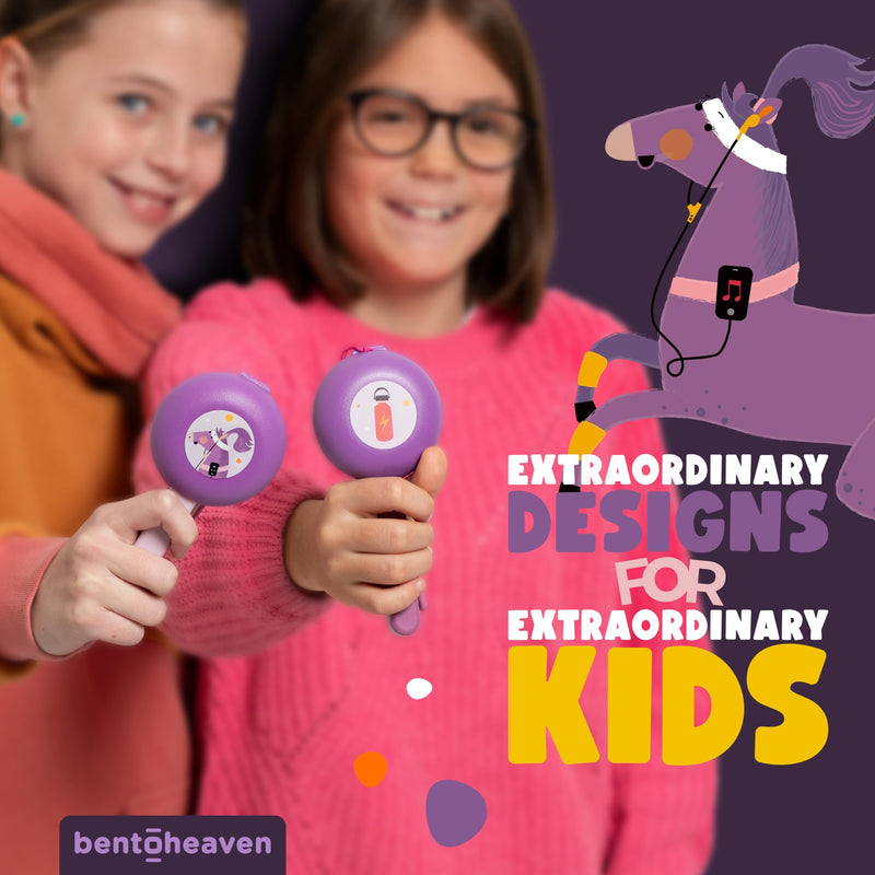 [Australia] - Bentoheaven Kids Travel Utensils with Case, Food-Grade Stainless Steel & BPA-Free Plastic, Travel Cutlery Set, Dishwasher Safe Fork, Spoon & Case, Reusable Flatware, Silverware for Kids (Horse) Mauve 