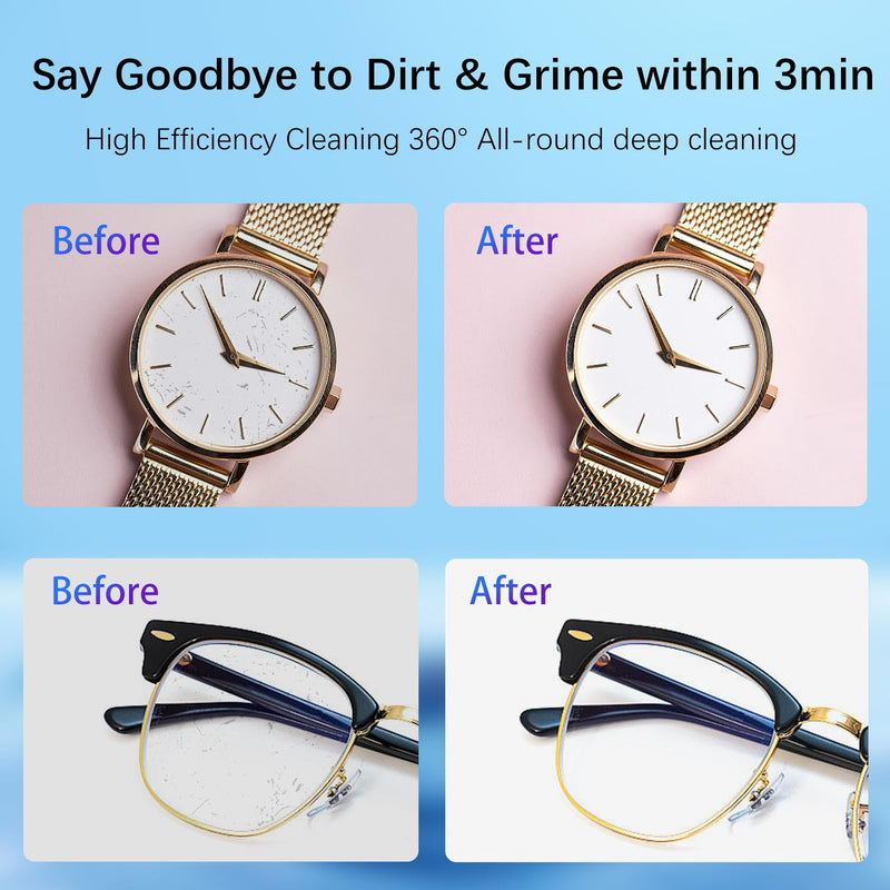 [Australia] - Jewelry Cleaning Ultrasonic Machine with 3 Modes Timer, 40W 22oz (640ml) 49KHz Portable Professional Jewelry Cleaning Ultrasonic Eyeglass Cleaner for Watches, Dentures, Ring, Razor,Makeup Brush White 