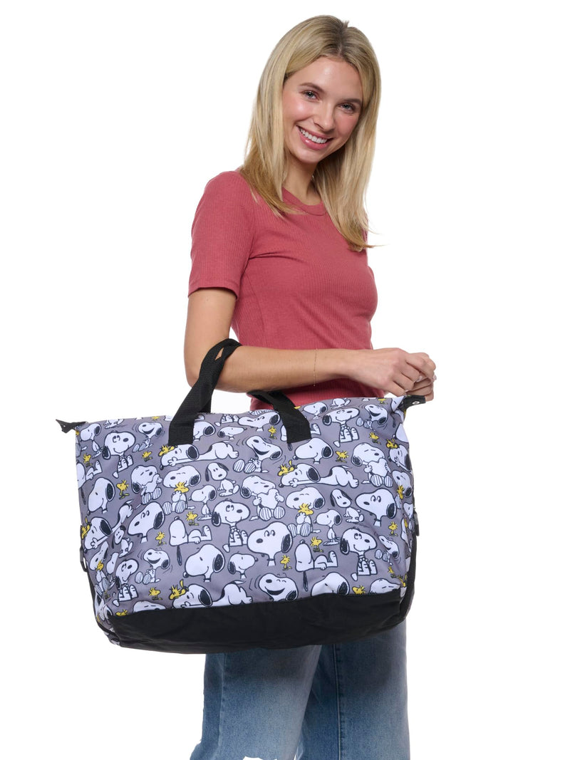 Peanuts Tote Duffel Bag Snoopy Woodstock All Over Print Weekender Travel