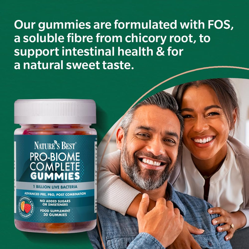 Nature’s Best ProBiome Complete Gummies - One Billion Live Bacteria - Strawberry & Orange Flavour - 30 Gummies (30 Day Supply)