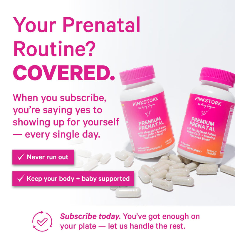 Pink Stork Premium Prenatal Vitamins for Women, 60 Count | No Fishy Burps, Methylated Folate, Choline, Vegan Algae DHA, Iron, Doctor-Formulated, Organic Whole-Foods, Probiotic 60 Count (Pack of 1)