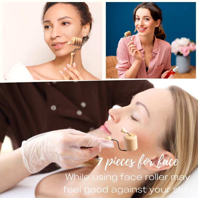 [Australia] - Wood Facial Therapy Kit, 7 Pcs Maderoterapia Facial Kit, Face Wood Therapy Set, Wooden Face Sculpting Set- Aging Wrinkles, Puffiness Facial Skin Massager 