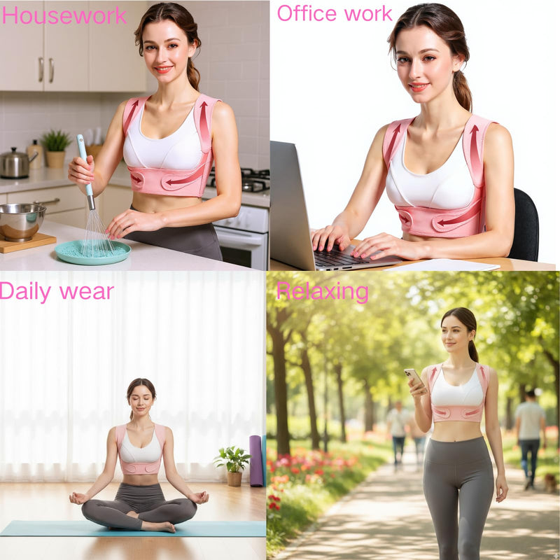 [Australia] - Back Posture Corrector for Women - Adjustable Lightweight Back Brace Posture Corrector Bras for Neck Shoulder Upper Back - Invisilite Hunchback Slouching Under Clothes (Medium) Medium Pink 
