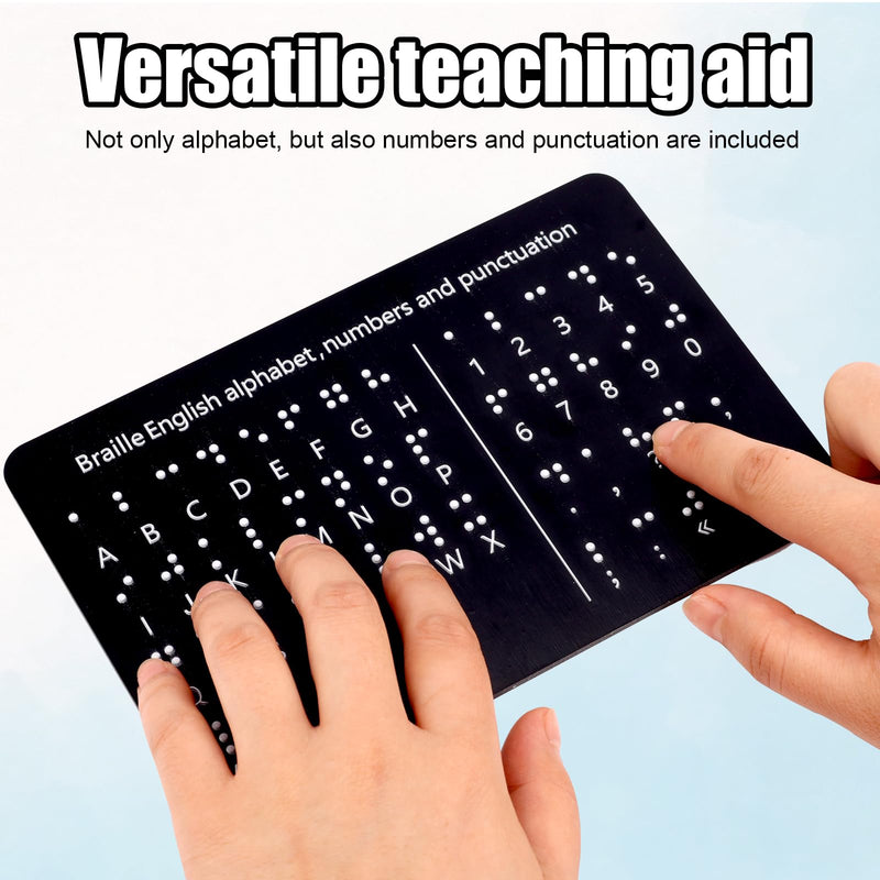 Gosknor Braille Alphabet Board, Braille Alphabet Board with Raised Dots Numbers & Punctuation Learning Letter Fingerboard for Beginners Teaching Aid Blind Children (Horizontal)