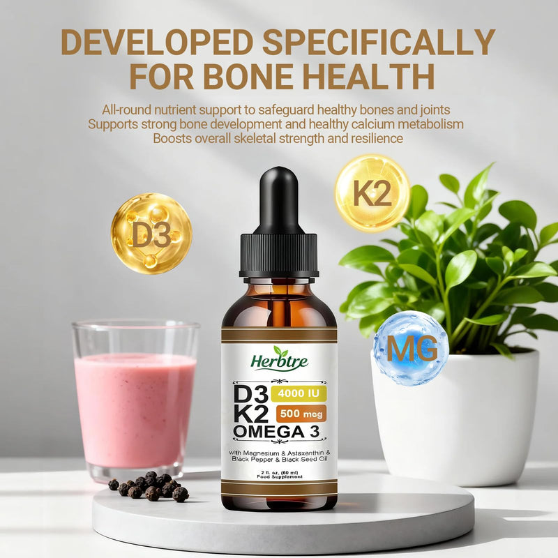 Vitamin D3 K2 Drops | Vegan D3 & K2 (MK-7) Liquid Supplement for Men & Women | Supports Bone & Immune Health | Sugar-Free, 60 ml