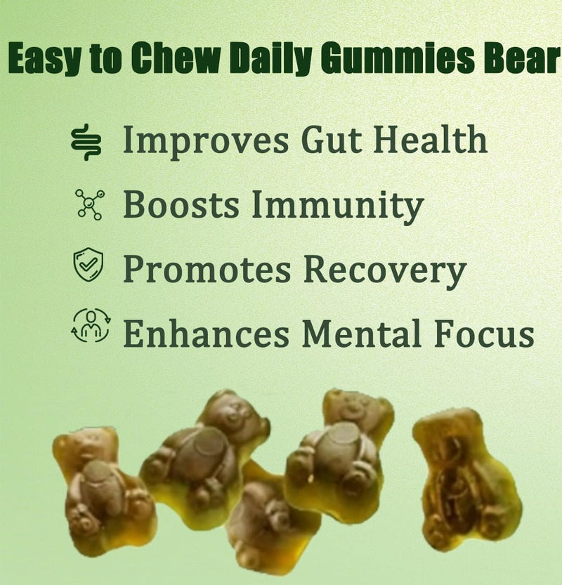 [Australia] - Greens Gummies - Organic Chlorella and Spirulina, Digestive & Gut Health, Formulated with 60+ Ingredients, Multi-Vitamins & Minerals, Daily Gummies, 224 Gummies Bear 