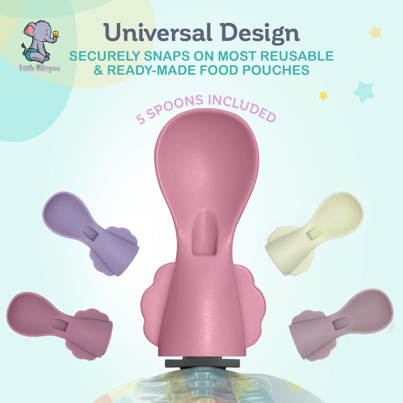 [Australia] - Little Whispers Baby Food Pouch Spoon Attachments - Stage 1, Small (Blossom) - 5 Pack Blossom 