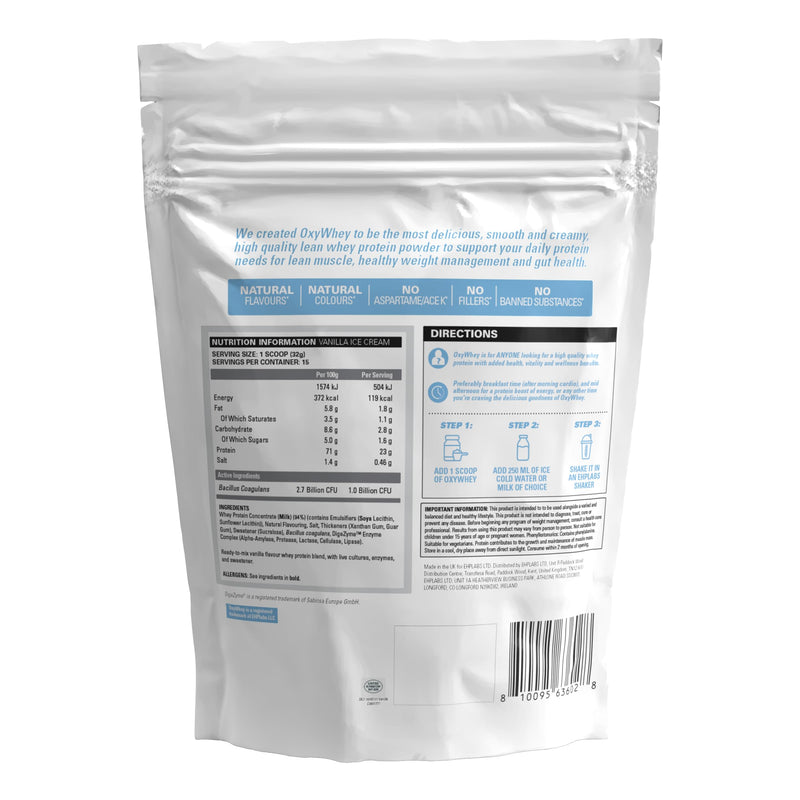 EHP Labs OxyWhey Lean Whey Protein Powder - 23g of Whey Isolate Protein, Meal Replacement Shake, Sugar Free Protein Powder - 15 Serves, Vanilla Ice Cream