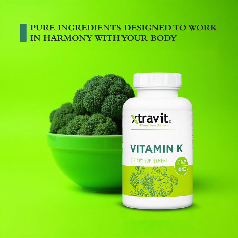 [Australia] - Vitamin K Supplement ‚Äì Natural Vitamins for Men & Women - Vital Nutrients for Calcium Absorption & Overall Balance - Non-GMO Supplements - Gluten & Sugar Free, No Fillers, 100 mcg, 30 Tablets 