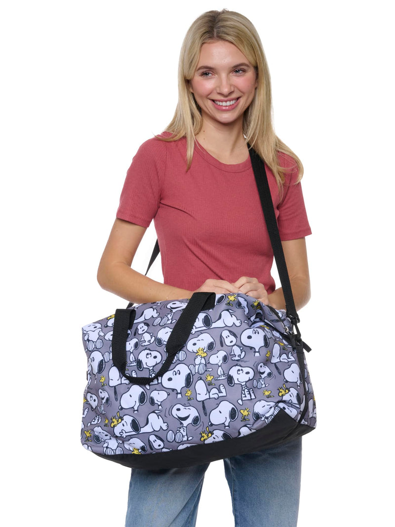 Peanuts Tote Duffel Bag Snoopy Woodstock All Over Print Weekender Travel