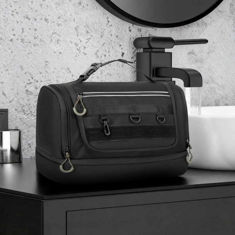 Toiletry Bag for Men, Handing Travel Toiletry Organizer Protable Water Ressistant Bathroom Shaving Bags for Toiletry Accessories, Travel Essentials, Black(Empty Bag)