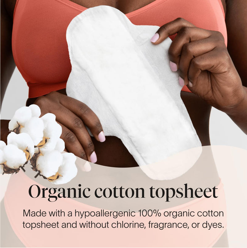 [Australia] - Cora Organic Pads | Ultra Thin Period Pads with Wings | Overnight Absorbency | Ultra-Absorbent Sanitary Pads for Women | 100% Organic Cotton Topsheet (36 Count) 36 Count 