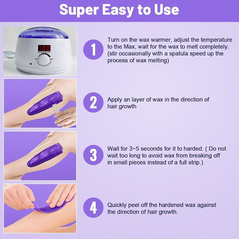 [Australia] - Waxing set wax professional, wax machine with 400g wax beads, 1 silicone bowl, 2 bottles of treatment oil for relaxed skin and effective hair removal through waxing wax warmer 1.35 kg (pack of 1) 