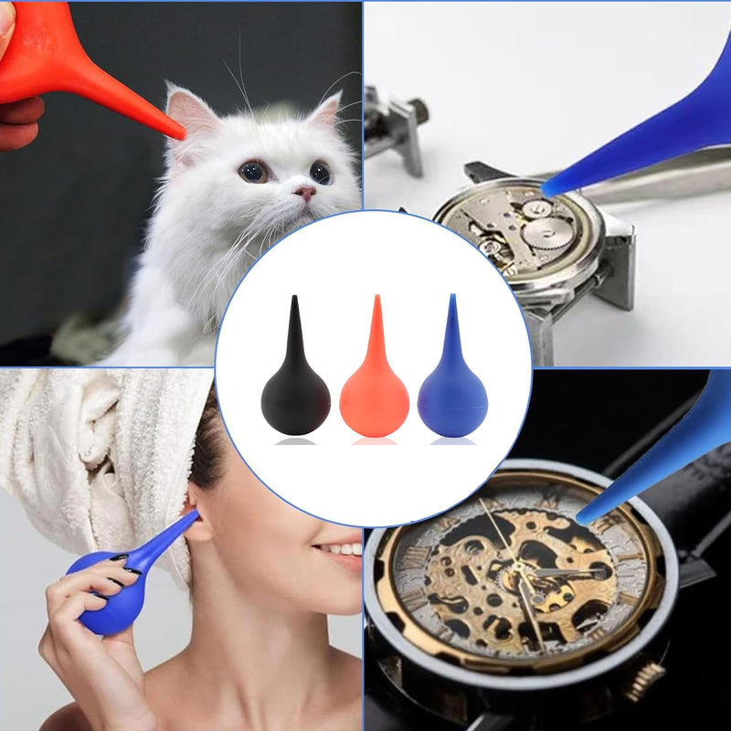 [Australia] - 3 Pcs Hand Bulb Ear Syringes, Professional Soft Reusable Rubber Suction Ear Syringe Ball, Manual Fluid Suction Device Ear Washing Squeeze Bulb for Adults 