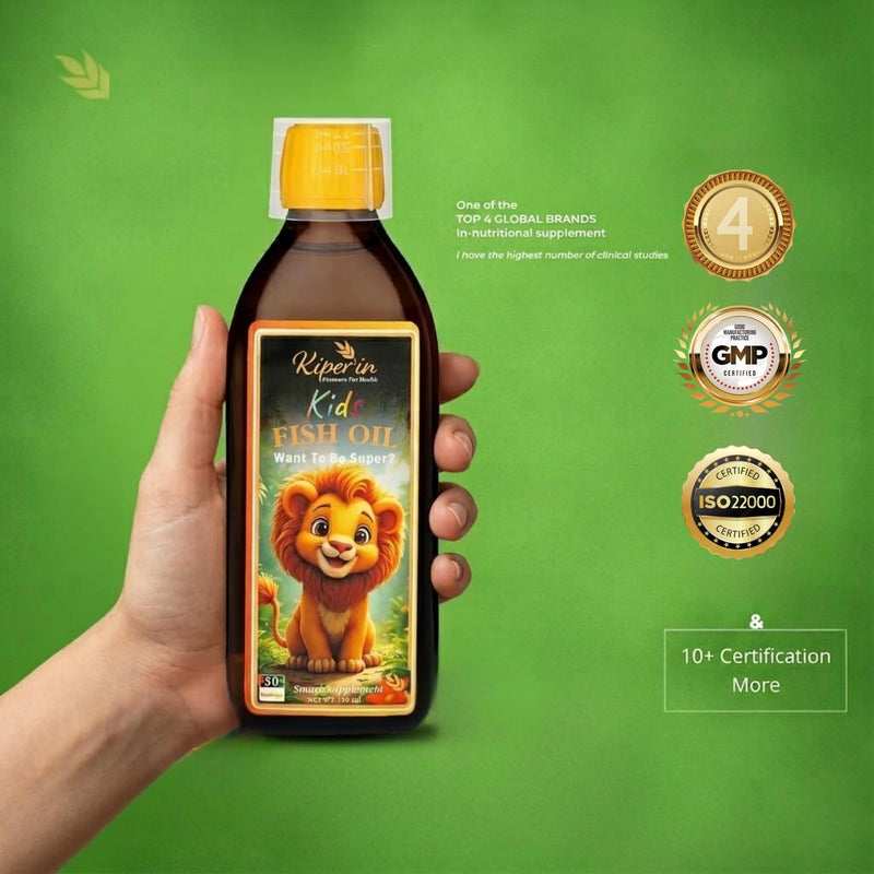 Kiperin Kids Fish Oil Omega 3 for Kids DHA & EPA Fish Oil Supplement Child-Friendly Formula 150 ml