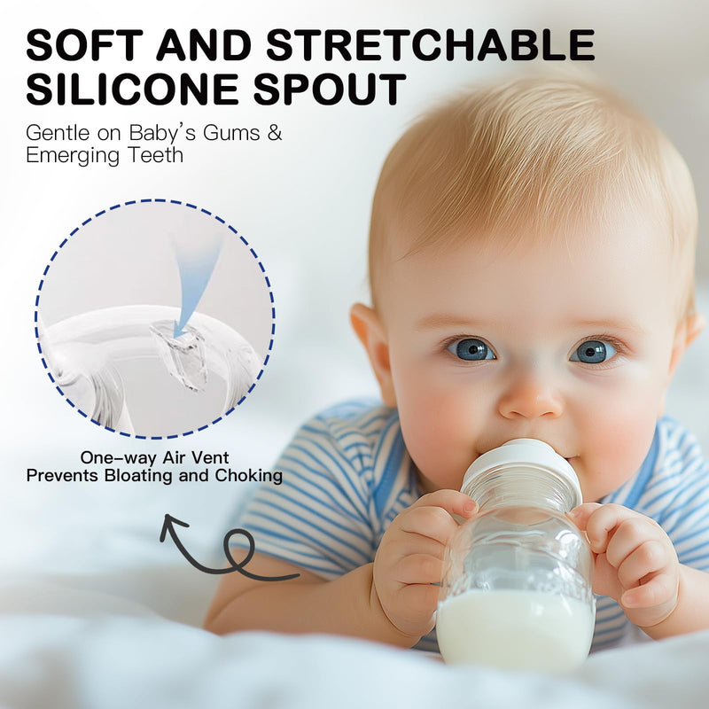 [Australia] - Sippy Spout Nipples for Comotomo Baby Bottles, Transition Straw Sippy Cup 100% Food Grade Silicone Soft Nipple, 6m+, Pack of 4 