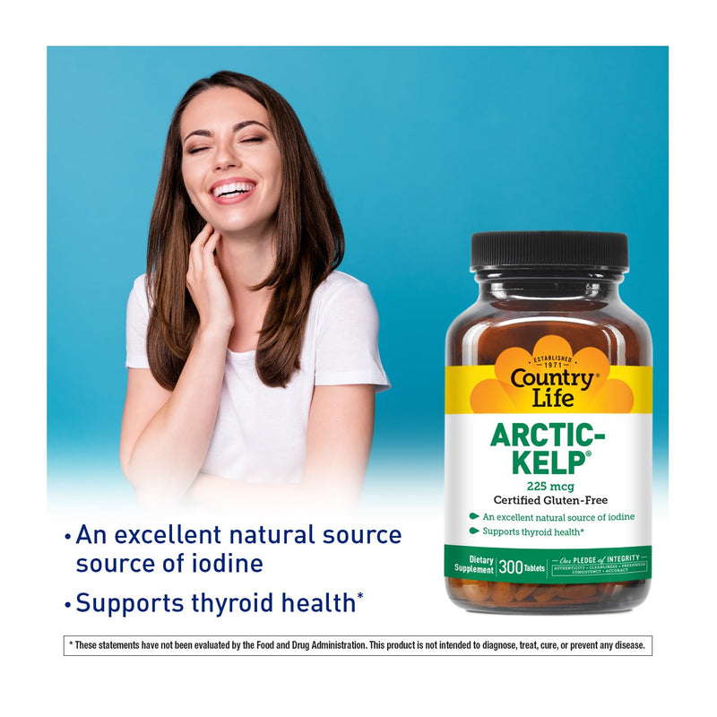 [Australia] - Country Life Arctic Kelp, Iodine Supplement for Thyroid Health Support, 300 Tablets 