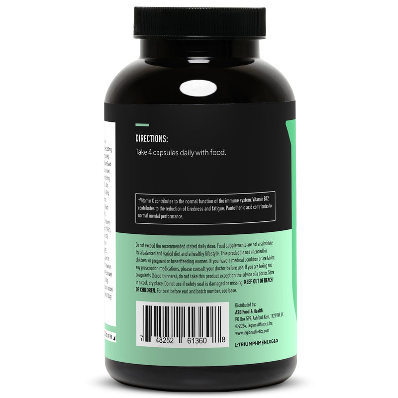 LEGION Triumph Daily Sport Multivitamin Supplement - Vitamins and Minerals for Athletes Helps with Energy for Sports & Bodybuilding Workouts - 240 Capsules, 30 Servings (Men) Men