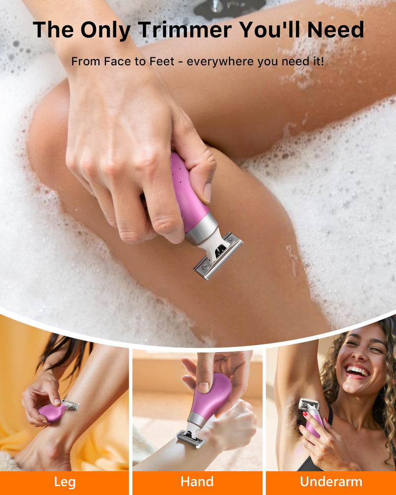 [Australia] - Mini Bikini Trimmer for Women - Intimate Pubic Hair Removal, Electric Body Groomer, Small Portable Wet/Dry Shaver, Magnetic Blade, USB-C Rechargeable with Travel Case, Easy to Clean (Pink) 