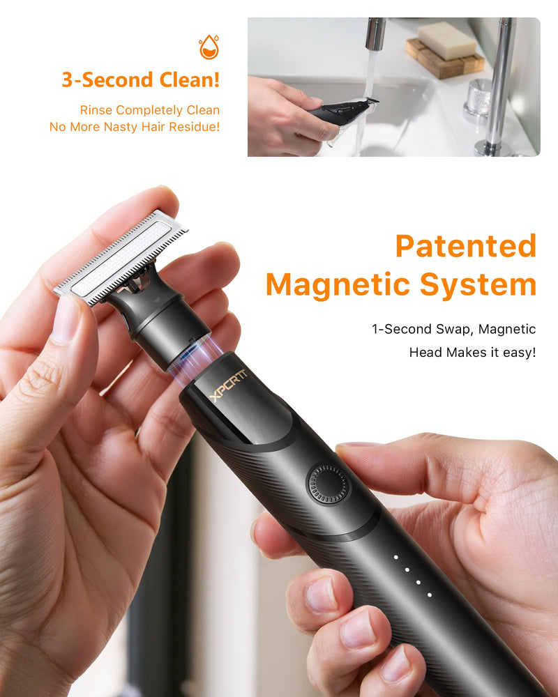 [2025 Upgraded] Body & Nose Hair Trimmer Kit, [All-in-One] Travel Beard Electric Shaver for Men, USB-C Fast Charging, Rechargeable Painless Razor Cordless Waterproof Wet/Dry, Black(Solo) Solo Version