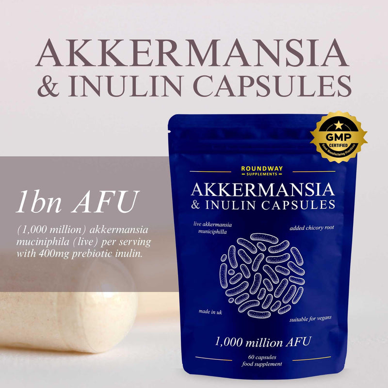 Akkermansia Muciniphila Supplement with Chicory Root Inulin | Probiotics for Gut Health | Delayed Release | High Strength 1,000 Million AFU | Postbiotics & Colon Cleanse Support | 60 Capsules