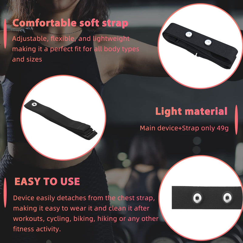 [Australia] - FITCENT Heart Rate Monitor Chest Replacement Strap Compatible with Polar H10 H9 H7, Adjustable Soft HR Belt Work for Polar Heart Rate Sensor Black 