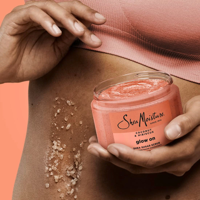 [Australia] - SheaMoisture Shea Sugar Body Scrub For Glowing Radiance Coconut Hibiscus Glowing Radiance Body Scrub With 24h Shea Moisture Nutrients 12 oz 