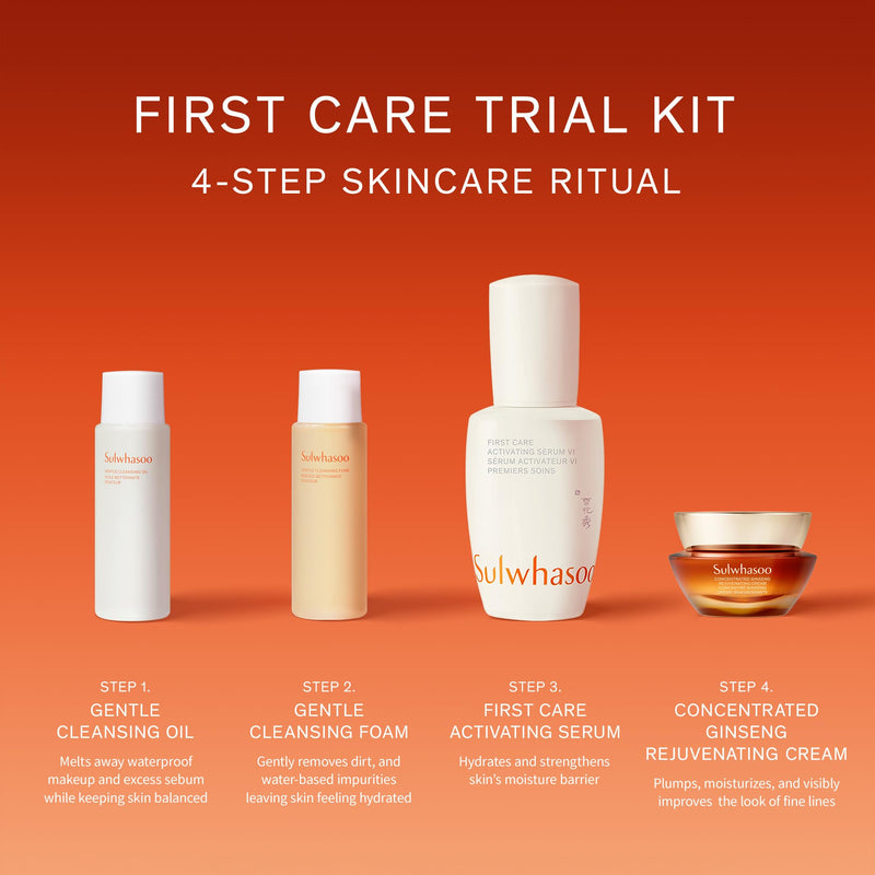 [Australia] - Sulwhasoo First Care Activating Serum – Targets Visible Fine Lines, Dryness & Dullness | Preventative Anti-Aging Serum with 500-Hour Aged Ginseng, Korean Herb Extract & Vitamin C | Korean Skincare First Care Trial Set 