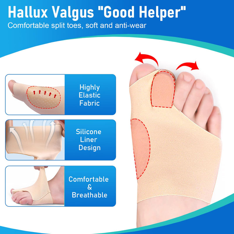 [Australia] - TCASENER Hallux Valgus Correction Bandage, Hallux Socks, Toe Separator Hallux Valgus Correction Washable, Silicone Bandage Toe Spreader Hallux Valgus for Men and Women MWFJIAOT01 