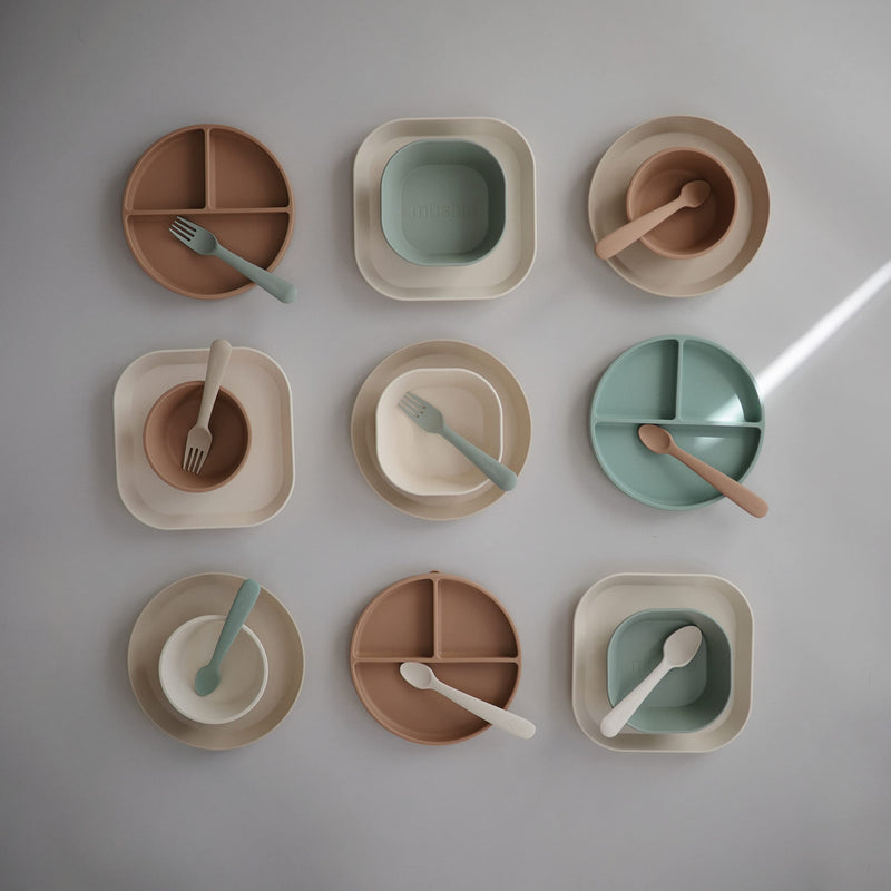 [Australia] - mushie Flatware Fork and Spoon Set for Kids | Made in Denmark (Sage) (Sage) Fork/Spoon 