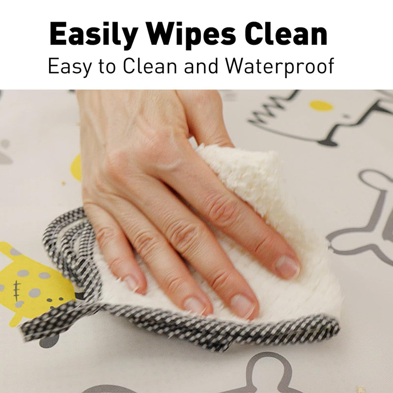 [Australia] - Baby Splat Mat for Under High Chair 51 x 51 Inch Waterproof and Washable Splash Mat Anti-Slip Floor Protector Under Highchair Mess Prevention (51" x 51", Beige Geometry) 51" x 51" 
