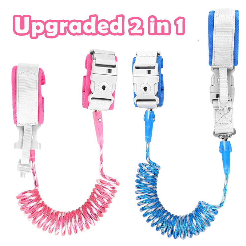 [Australia] - Accmor Toddler Leash with Key Lock, 2 in 1 Upgraded Anti Lost Wrist Link, 2 Packs Reflective Baby Leash with 360 Degree Rotating Connector and Adjustable Bracelet for Babies Boys Girls (6.56ft) Dark Blue, Rose Pink 