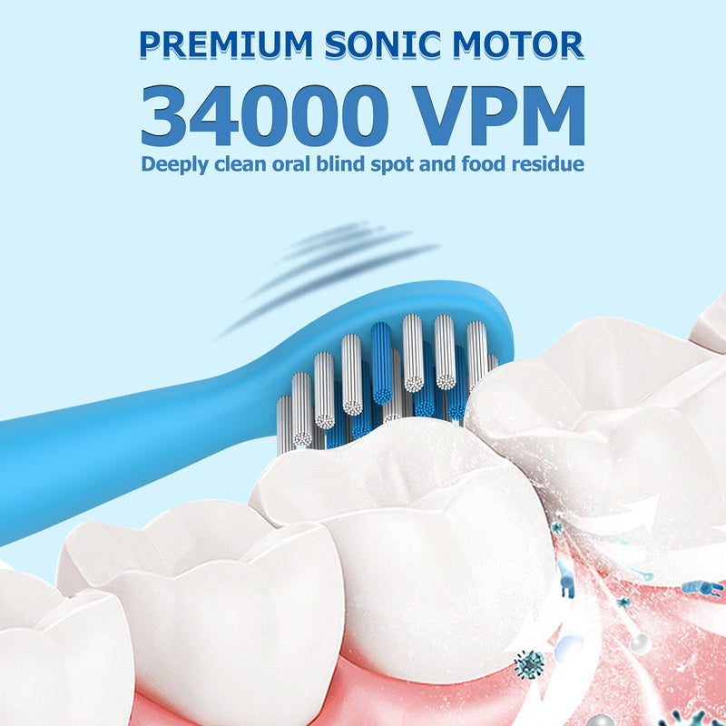 [Australia] - Musical Kids Sonic Electric Toothbrush, Rechargeable Smart Cartoon Toothbrush for Children Toddlers for Age 3-12 with 2- MinTimer, 3 Modes, 4 Bristles,34000 Pulses 
