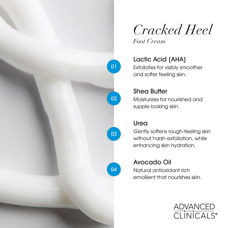 Advanced Clinicals Cracked Heel Foot Cream Moisturizer Skin Care Lotion For Feet W/Shea Butter, Moisturizing Foot/Hand Lotion Helps Heal Cracked Skin, Rough Spots, Calluses, & Dry Skin, 2-Pack 1 Count (Pack of 2)