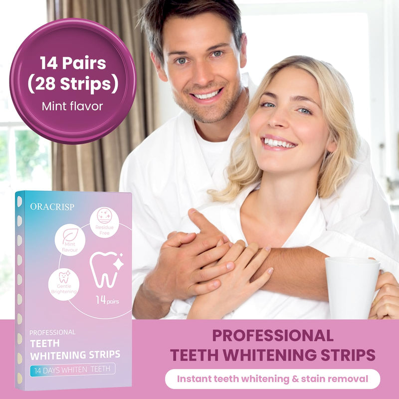 [Australia] - Teeth Whitening Strips 14 Treatments (28 Strips) - Deep Stains Removel - Enamel Safe Whitening Strips - Instant Teeth Whitening Strips 