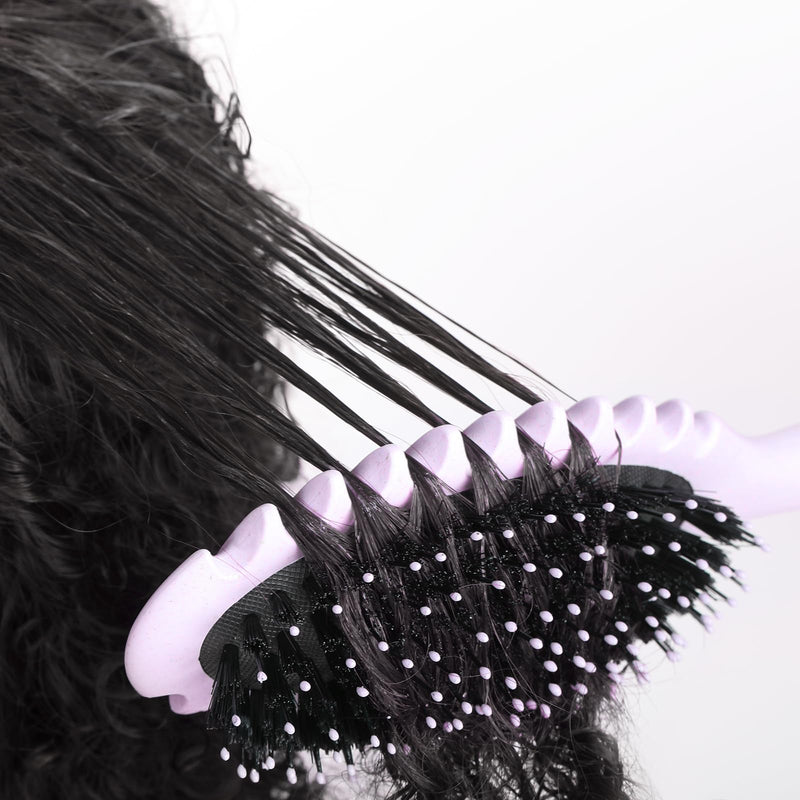 [Australia] - Curl Defining Brush for Curly Hair - Styling and Detangler Brush with Comb for Curly Hair; Includes Bonus Hairstyling Tool; Vegan Fiber and Nylon Faux Boar Bristles to Smooth and Detangle Purple Large 