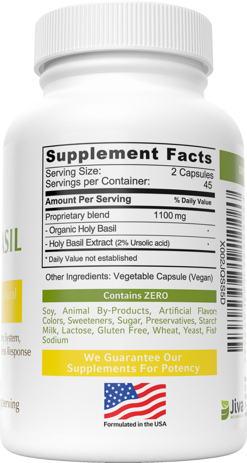[Australia] - Holy Basil Capsules - Premium Tulsi Holy Basil Supplement - Organic Holy Basil Extract Capsules with Tulsi Powder - Ayurvedic Herb Alternative to Holy Basil Tincture -90 Vegan Capsules 
