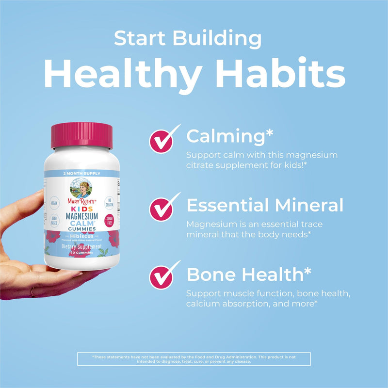 MaryRuth Organics Multivitamin (Strawberry) and Magnesium Calm Gummies (Hibiscus) for Kids | Clean Label Project Verified® | Vitamins for Overall Wellness and Sleep| Vegan, Non-GMO, Gluten Free