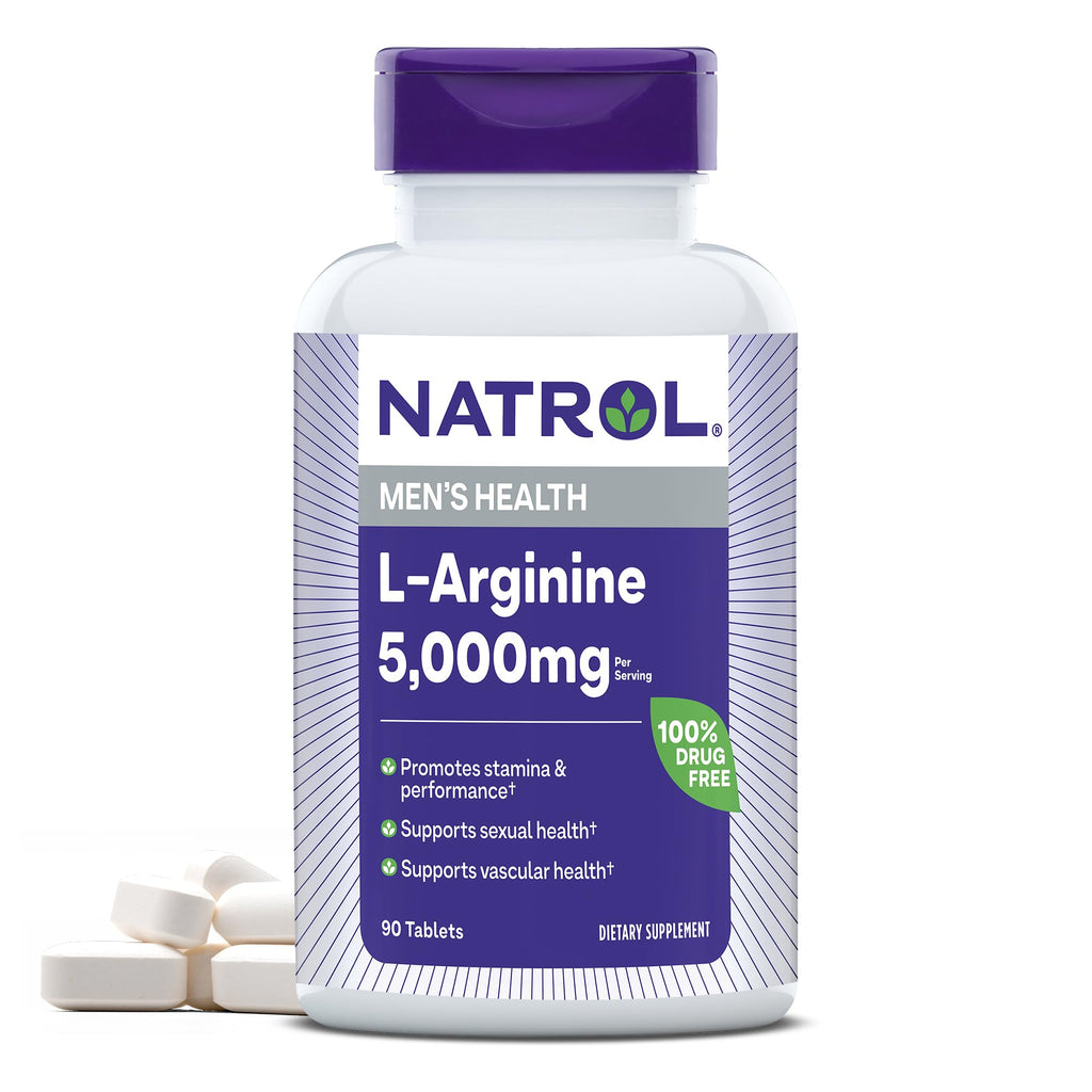 Natrol L-Arginine 5,000 mg, Dietary Supplement for Men's Health, L-Arginine Supplement, 90 Tablets, 18 Day Supply Unflavored 90 Count (Pack of 1)