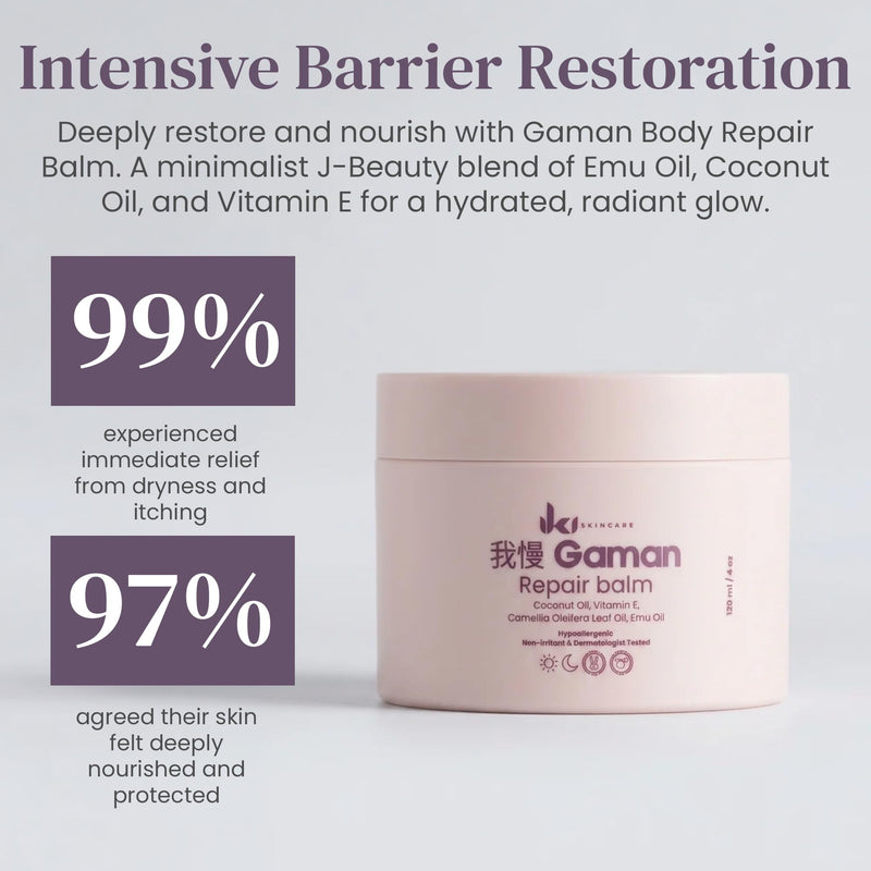 Gaman Body Repair Balm - Intensely Nourishes Dry Skin - Repairs Damaged Skin Barrier - Soothes Irritation & Itching - Locks In 24-Hour Moisture - With Natural Oils & Vitamin E - 120ml