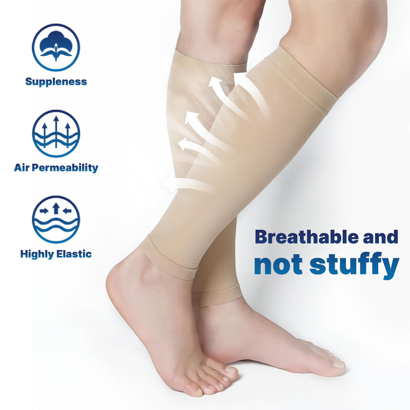 [Australia] - BellaAktion Calf Medical Compression Stockings Women & Men Compression Socks Medical with 20-30 mmHg Graduated Support Thrombosis Stockings Support Stockings for Varicose Veins Edema XL Beige 
