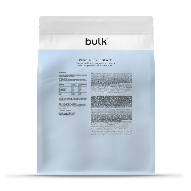 Bulk Pure Whey Isolate 90 | Chocolate Malted Honeycomb | 25g Protein per Serving | Ultra-Filtered | Low Sugar | Low Fat | Fast Absorption | Supports Muscle Maintenance | 500g | High Protein Shake