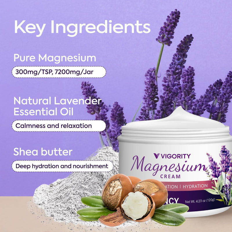 Magnesium Lotion for Kids & Babies Sleep - Bedtime Calming Body Cream with Natural Ingredients & Multi Vitamins - Topical Magnesium Soothing Relief, Promotes Relaxation (8.46 Ounce, Lavender) 4.23 Ounce (Pack of 1)