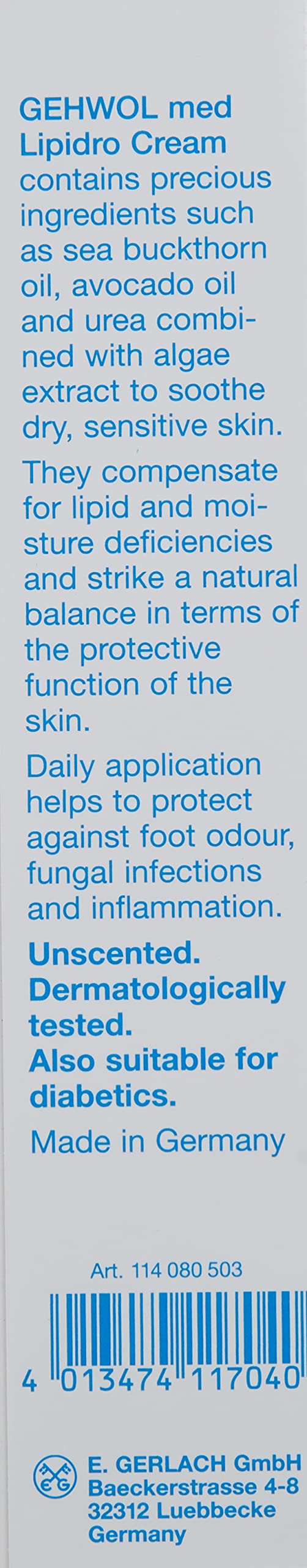 Gehwol Med Lipidro Cream for Unisex, 2.6 Fl Oz (Pack of 1)