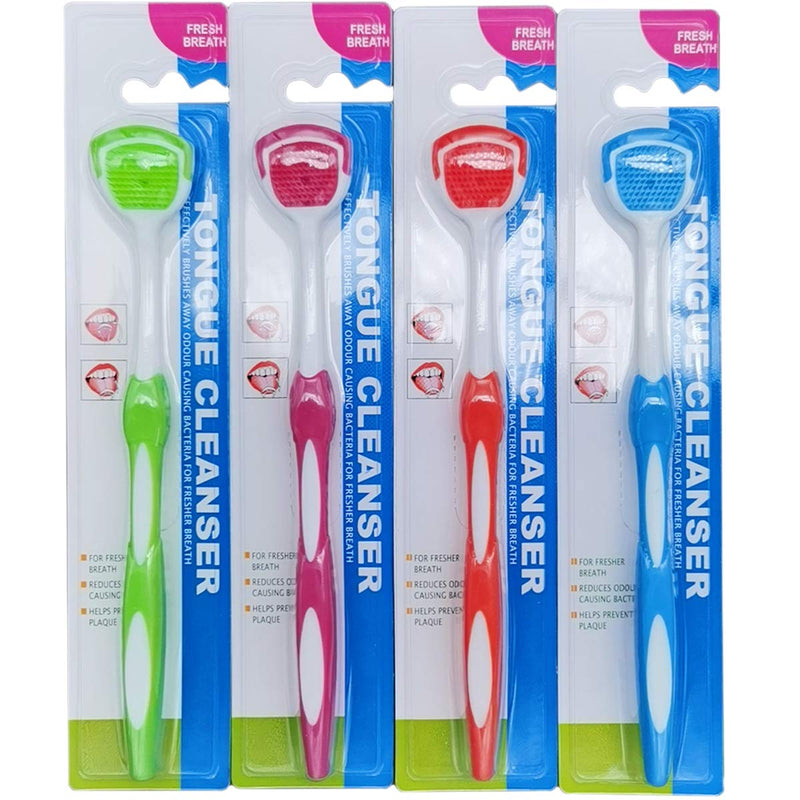 [Australia] - Tongue Brush, Tongue Scraper, Tongue Cleaner Helps Fight Bad Breath, 4 Tongue Scrapers, 4 Pack (Blue&Green&Orange&Red) 