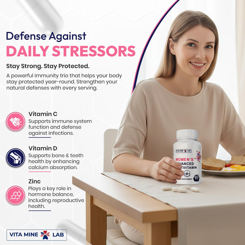 Women's Advanced Multivitamin, Supports Energy, Immune Health & Overall Well-Being, Gluten-Free, Halal, Made in USA - 60 Capsules
