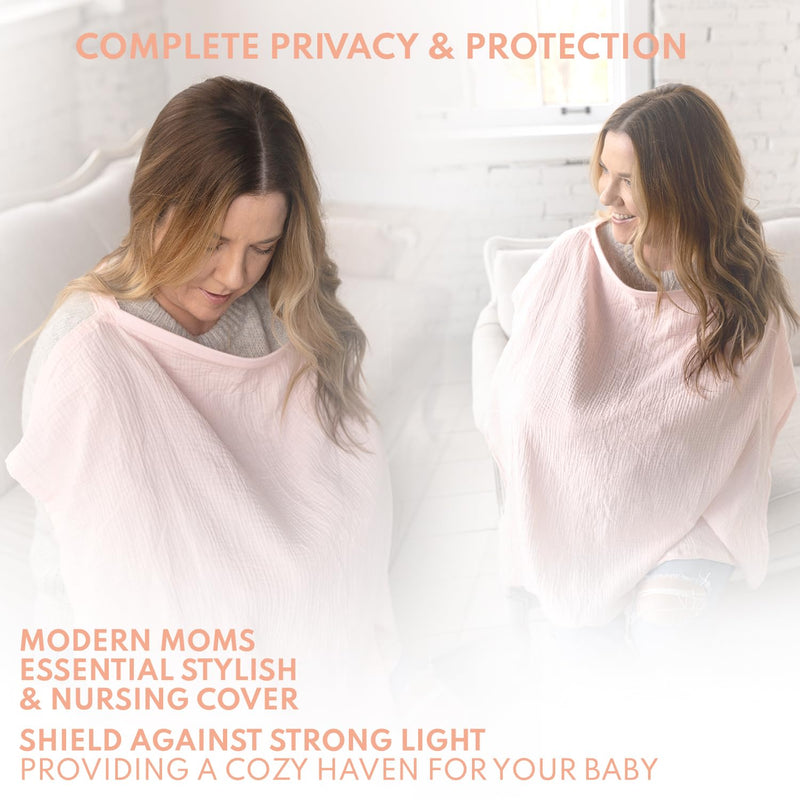 [Australia] - Muslin Nursing cover for breastfeeding mom with Adjustable hoop for hand free | breathable nursing cover up | 100% muslin cotton light weight breastfeeding cover wrap shawl scarf (peach) creamy peach 